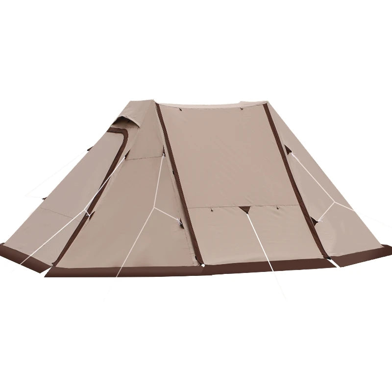 Double Peak Shelter Tent with Chimney Hole, Outdoor Camping, Large Size, Sun Protection, Waterproof Family Canopy, Glamping 300D