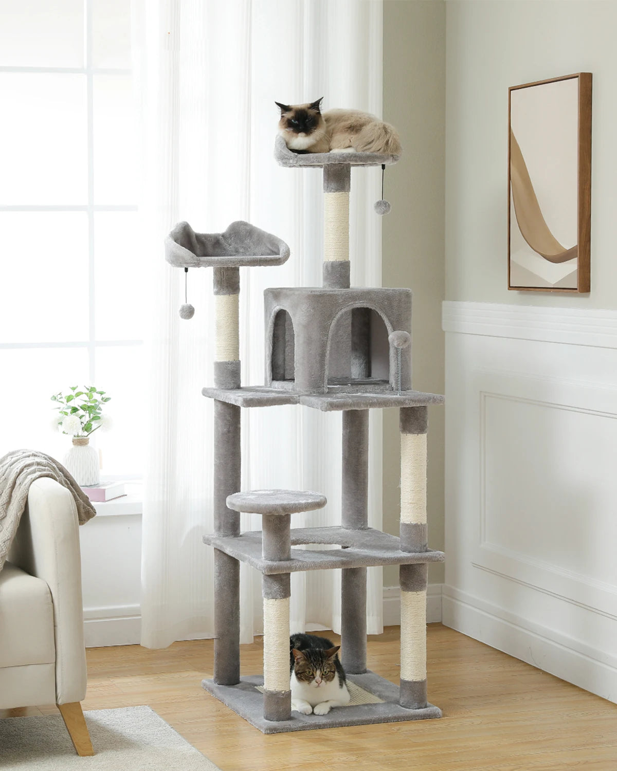 Free Shipping Multi-Level Cat Tree Tower with Condo Scratching Posts Cat Scrapers Cat Accessories Luxury Pet Furniture Cat Toy