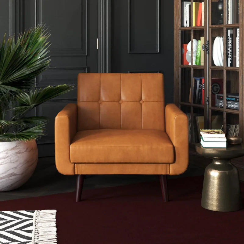 Better Homes & Gardens Nola Modern Chair with Arms, Camel Faux Leather accent chairs for living room chairs living room