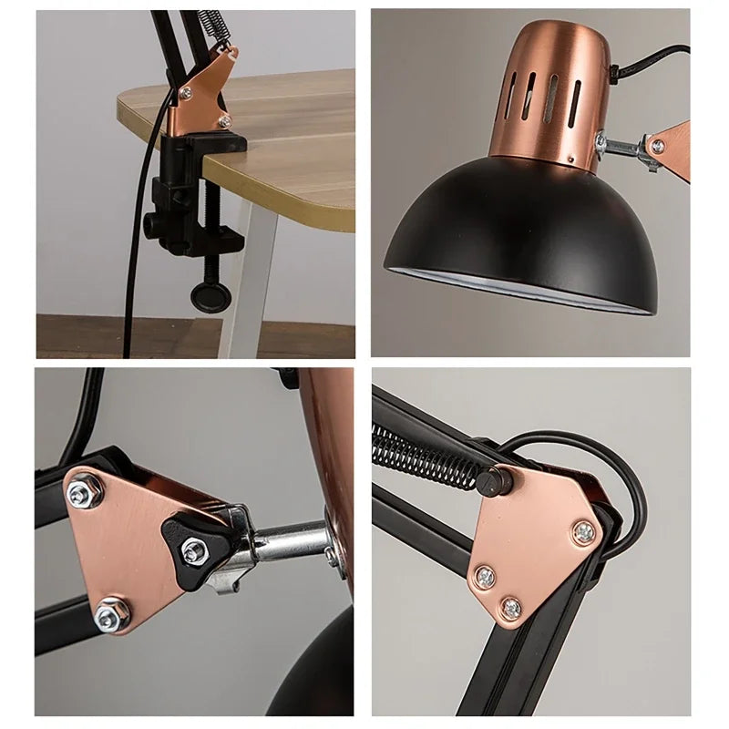 ED Studio Desk Lamp Vintage Portable Lamps With Clamp Book Reading Folding Writing Study Light Fixture For Nail Manicure Table