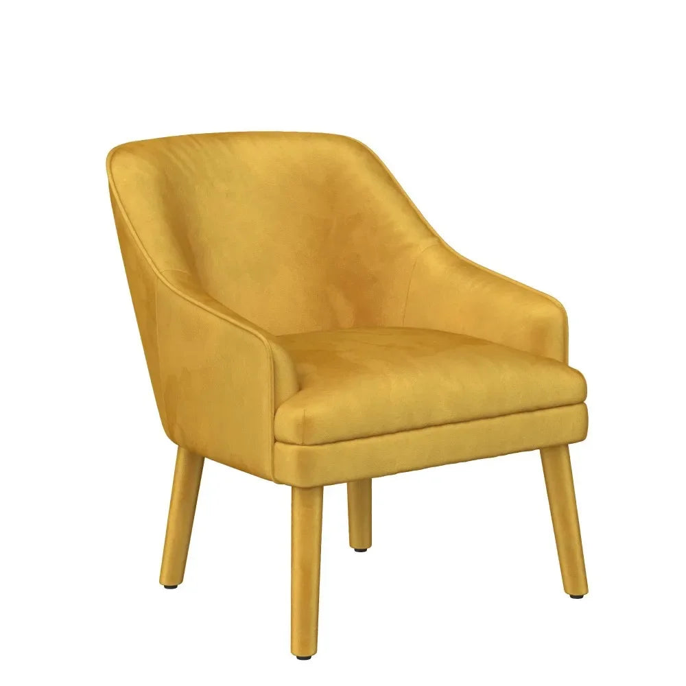 Effie Upholstered Accent Chair, Mustard Velvet Step Stool Wooden Chair Bench Low Stool Light Gray