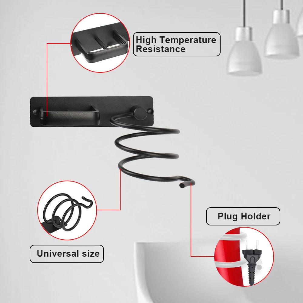 Hair Dryer Holder Rack Organizer Hair Straightener Holder Storage Rack Wall Mounted Bathroom Shelf Storage Accessories