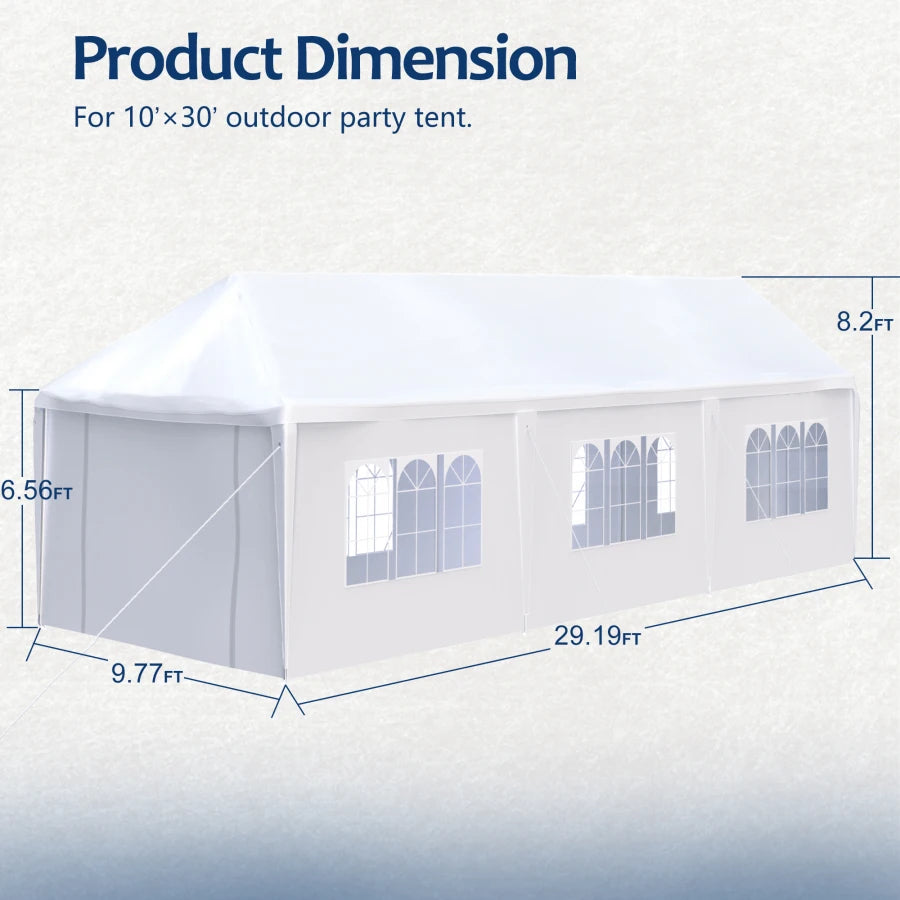 10x30' Wedding Party Canopy Tent Outdoor Gazebo with 8 Removable Sidewalls,Sturdy & Durable Construction For Outdoor Events