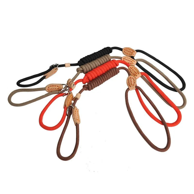 P Chain Dog Leash Slip Collar pet Walking Leads Nylon Dog Mountain Climbing Rope puppy pet Traction For small Medium Large Dogs
