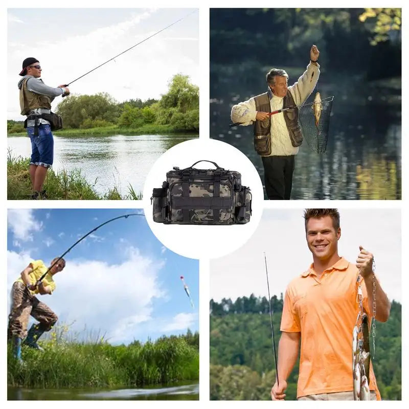 Fishing Tackle Bag Outdoor Fishing Tool Bag Fishing Organizer Bag With Multiple Layers For Hooks Beads Fishing Rods Weights