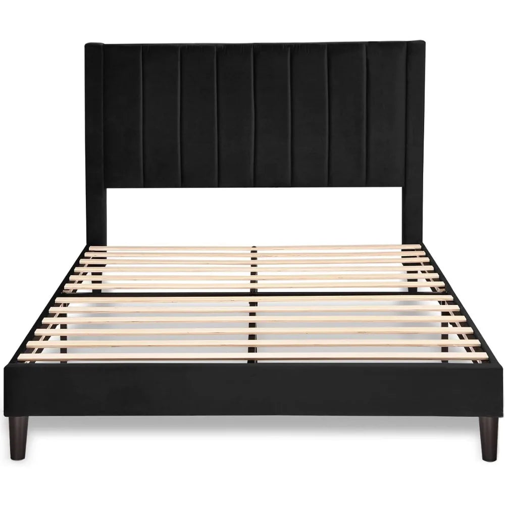 Queen Bed Frame Bed Bases and Frames Bedframe & King Size Base Bedroom Furniture Home Easy Assembly Black