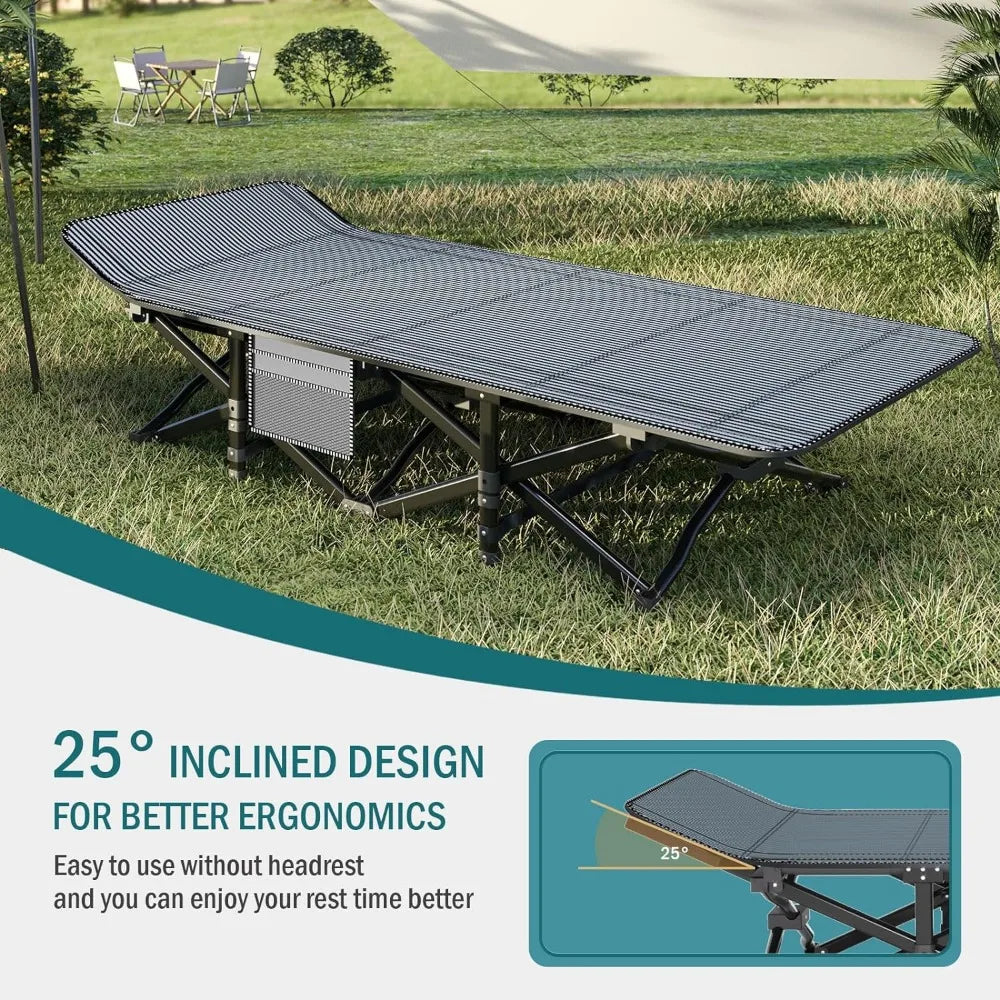 Camping Cot for Adults, Folding Bed with Comfortable Cushion, Tent Portable Sleeping Bed with Carry Bag for Camp Office