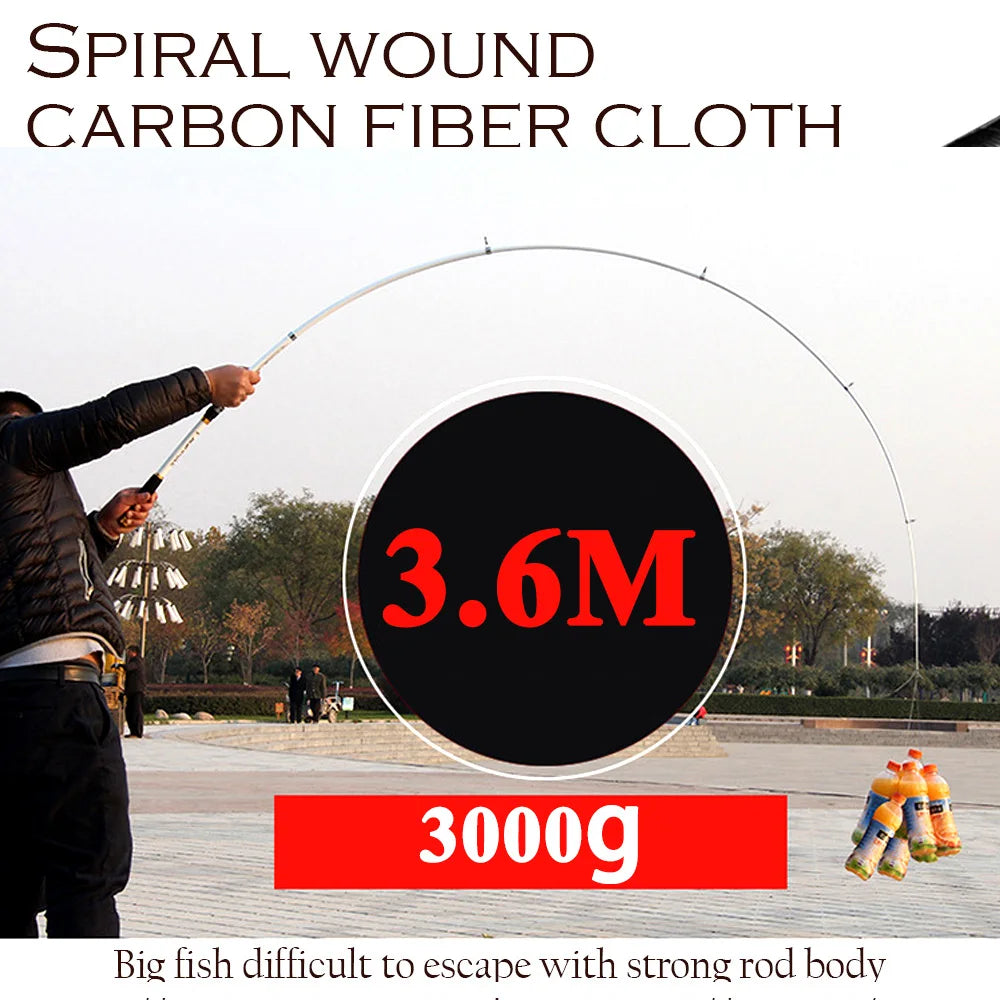 Portable Carbon Fiber Sea Fishing Rod 3.6M 3.0M 2.7M 2.4M 2.1M Ultra-hard Fiberglass Long-distance Throwing On The Beach Casting