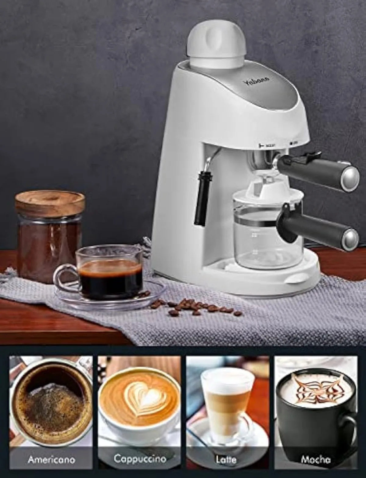 Machine, 3.5Bar Espresso Coffee Maker, Espresso and Cappuccino Machine with Milk Frother (White) | USA | NEW