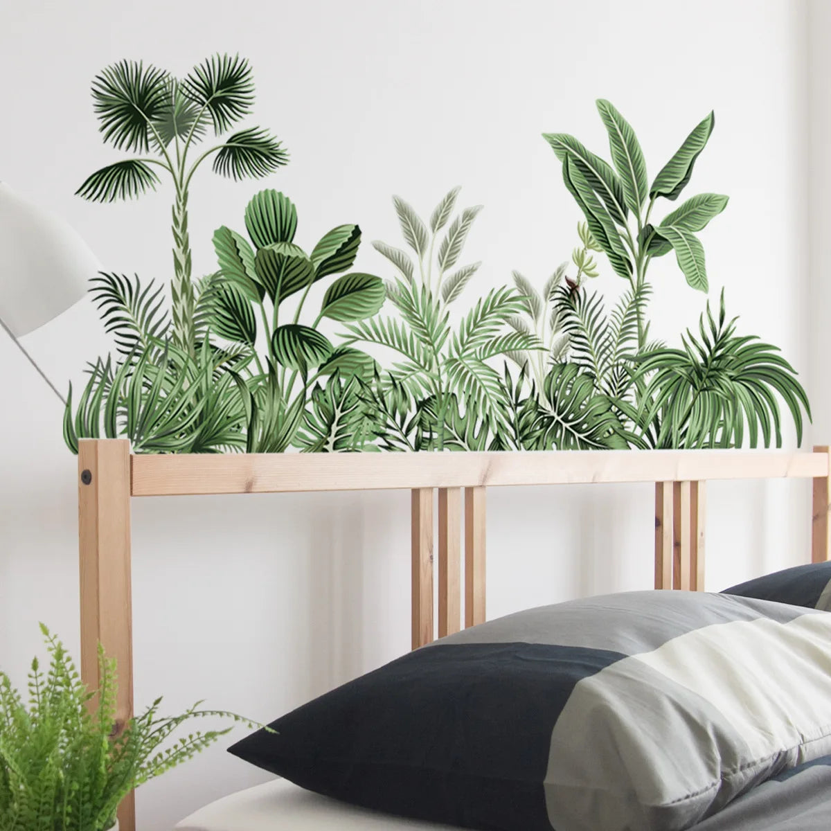 Tropical Wall Decals Palm Leaf Wall Stickers for Living Room, Green Plants Wall Decor Posters Vinyl Peel and Stick Art Murals