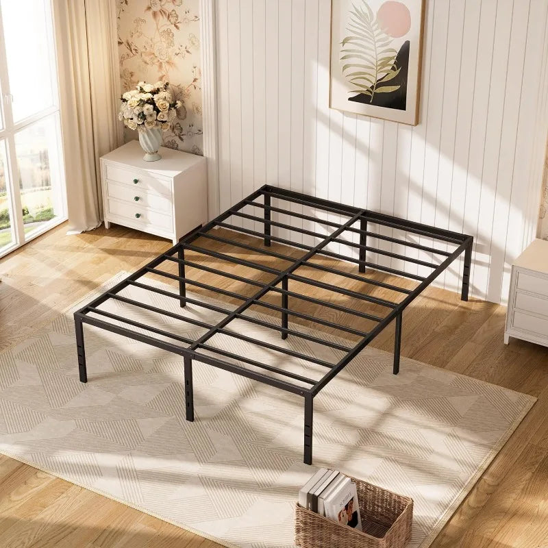 DERYONI 18 inch Full Size Bed Frame No Box Spring Needed Heavy Duty Platform Metal Bed Frame