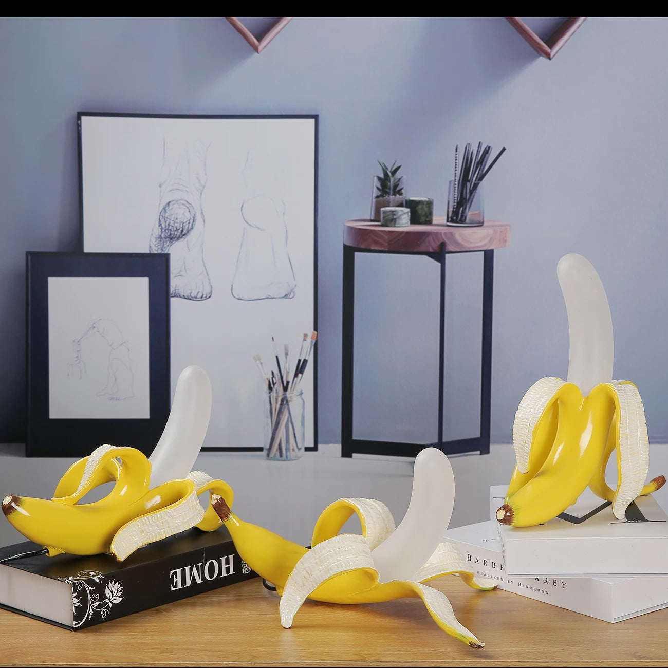 Modern Banana Table Lamps Resin Living Room Desk Light Bedroom Bedside Lamp Led Glass Night light Home Decor Luminaria