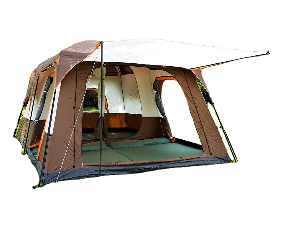 Large Luxury Double Layer 2 Rooms 1 Living Room Family Camping Outdoor Waterproof Tent Gazebo
