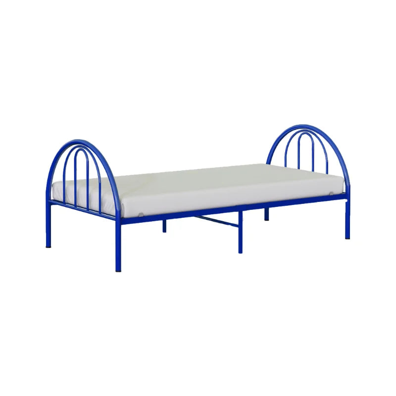 BK Furniture Brooklyn Classic Metal Bed Twin Blue 78.5"L X 45"H X 46"W Bedframe with Headboard Tete De Lit