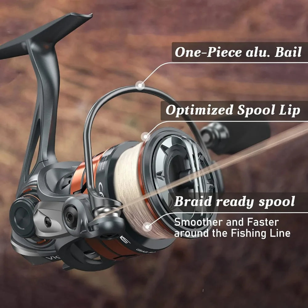 9+1 BB Fishing Reel with Lightweight Magnesium Frame, Smooth Powerful Spinning Reels with High-Speed 6.2:1 Gear Ratio