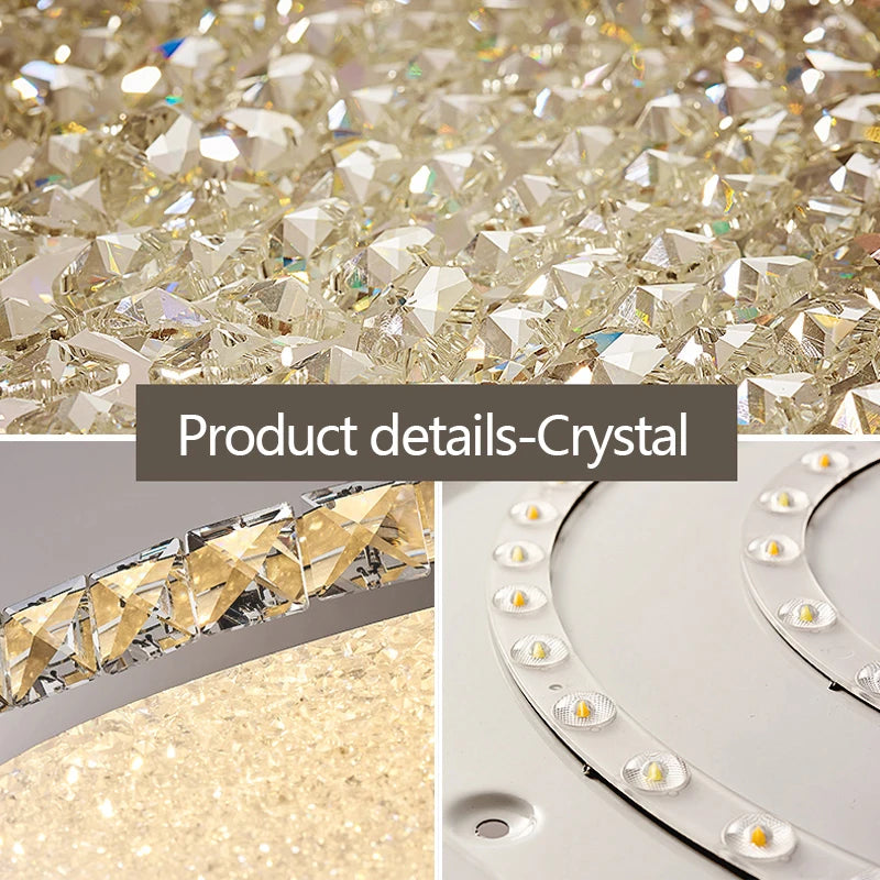 Nordic Light Luxury K9 Crystal Round Ceiling Lamp Romantic Warm Square Bedroom Living Room LED Home Lighting