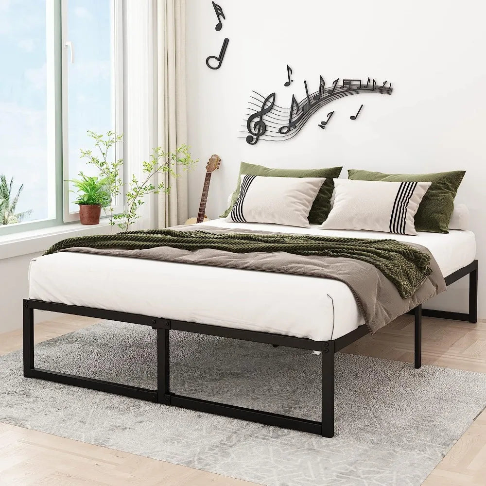 Bed frame, heavy-duty platform bed frame large size without spring box, easy to assemble, 14 inch large bed frame