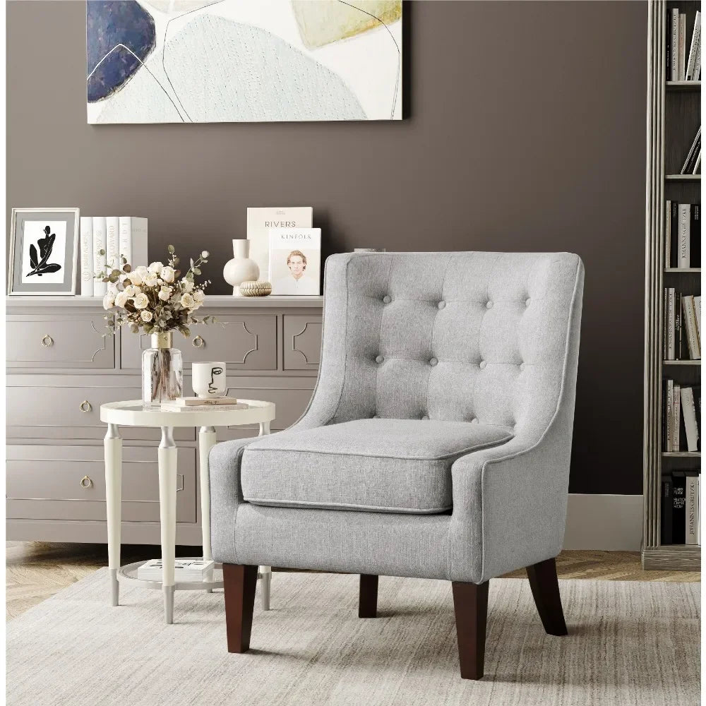 Designer Chair, Mason Transitional Accent Chair, Light Grey Fabric, Living Room Furniture Lounge Sofa Nordic Sofa