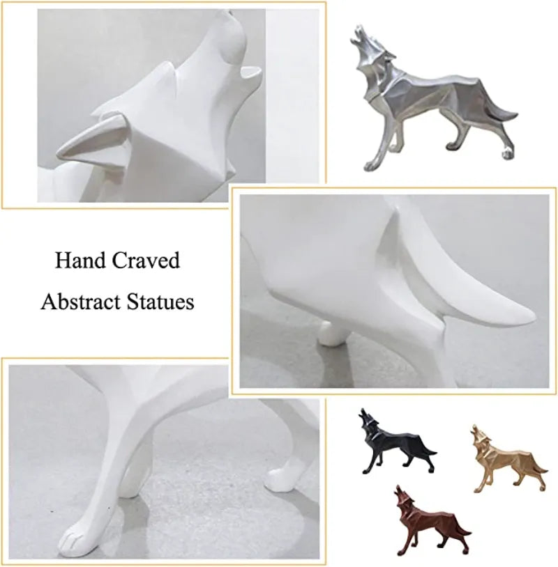 Abstract Wolf Statue Resin Geometric Wolf Statue Resin Sculpture Modern Home Decor Office Living Room Desktop Decor Crafts