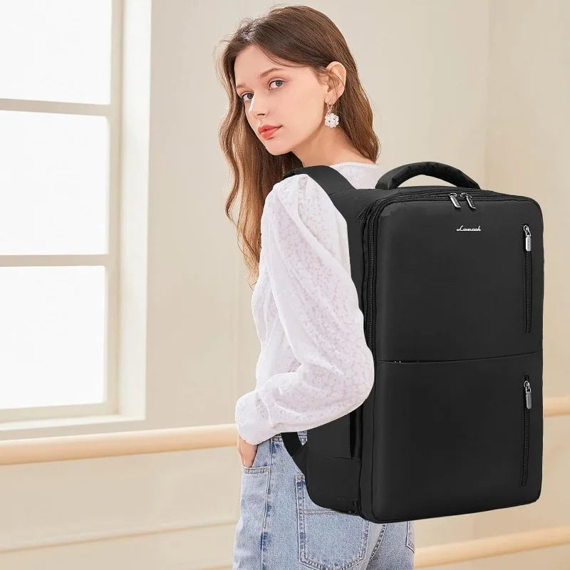 Men as Personal Item, Expandable 18 inch Laptop Backpack, Large Casual Daypack Waterproof Luggage with 6 Packing Cubes