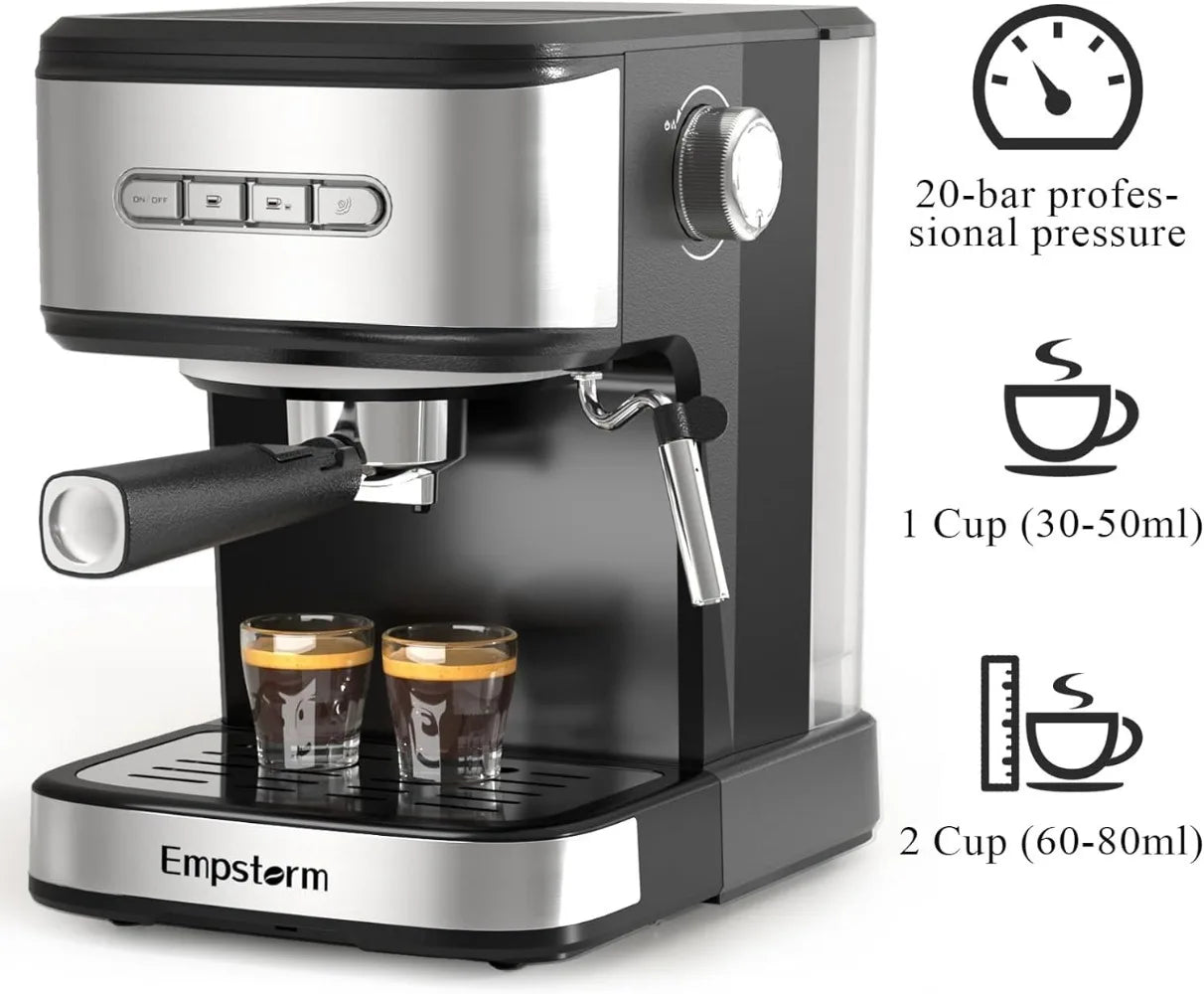 Empstorm 20 Bar Espresso Machine,Espresso Espresso Coffee Maker with Milk Frother Steam Wand,Semi-Automatic Espresso Machine