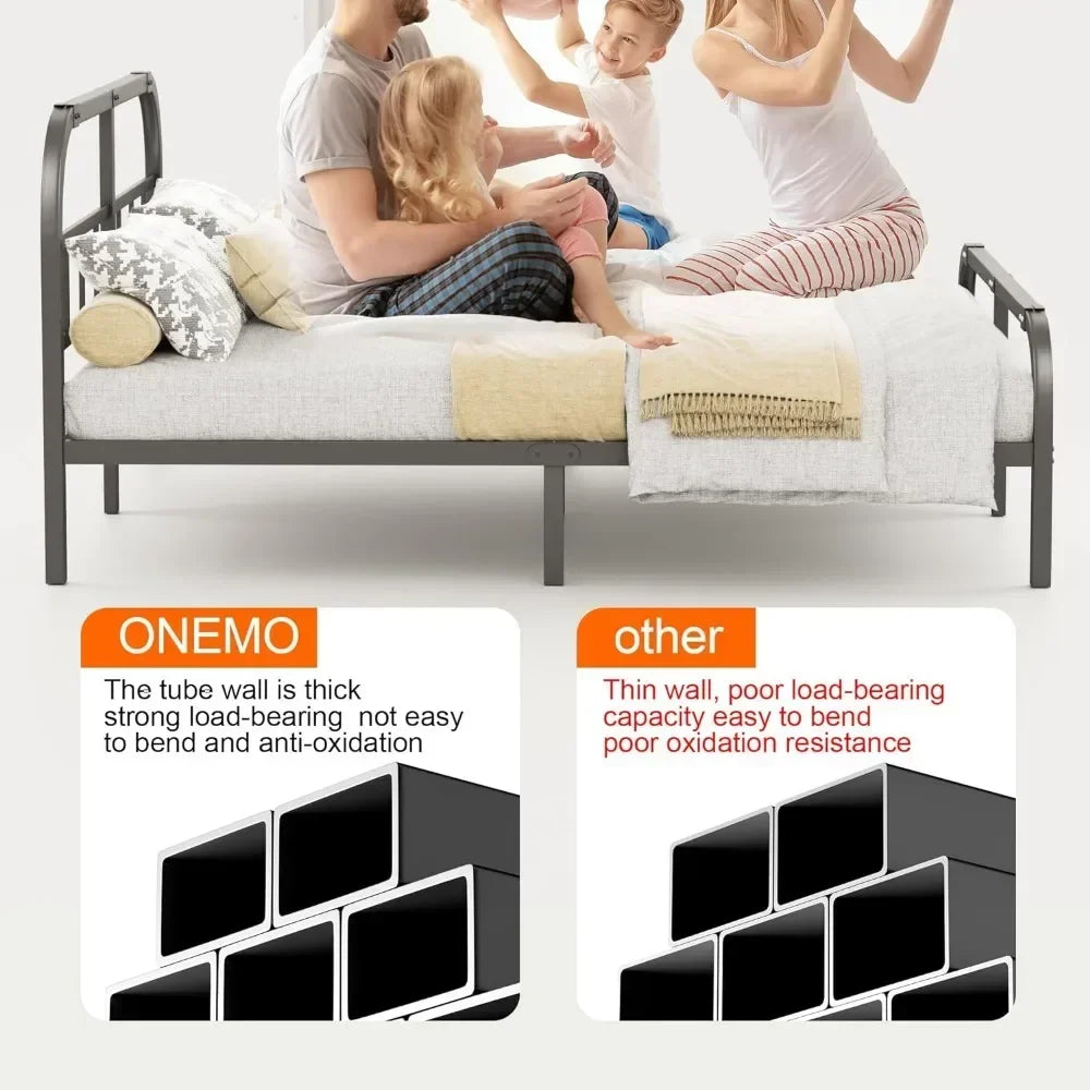 King Size Bed Frame with Headboard and Frames Foundation Quiet and 14 Inch King Bed