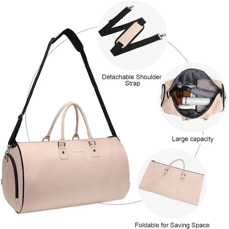 Bags for Travel,Carry on Garment Bags for Hanging Clothes 2 in 1 Suit Bag for Men Travel Garment Duffel Bag for Women,Pink