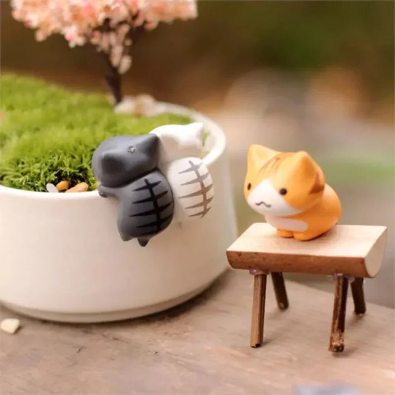 6 Pcs/Set Cartoon Lucky Cat Home Garden Bonsai Decorations Miniatures Gift Lovely Micro Landscape Kitten Miniature Craft