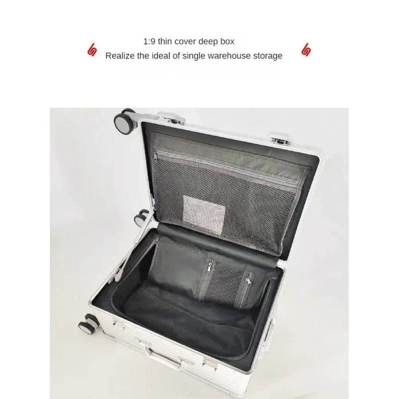All Aluminum Frame Frosting process PC Large size Trolley case Mute Universal Wheel Rolling Luggage 20 Inch Carry-ons Suitcase