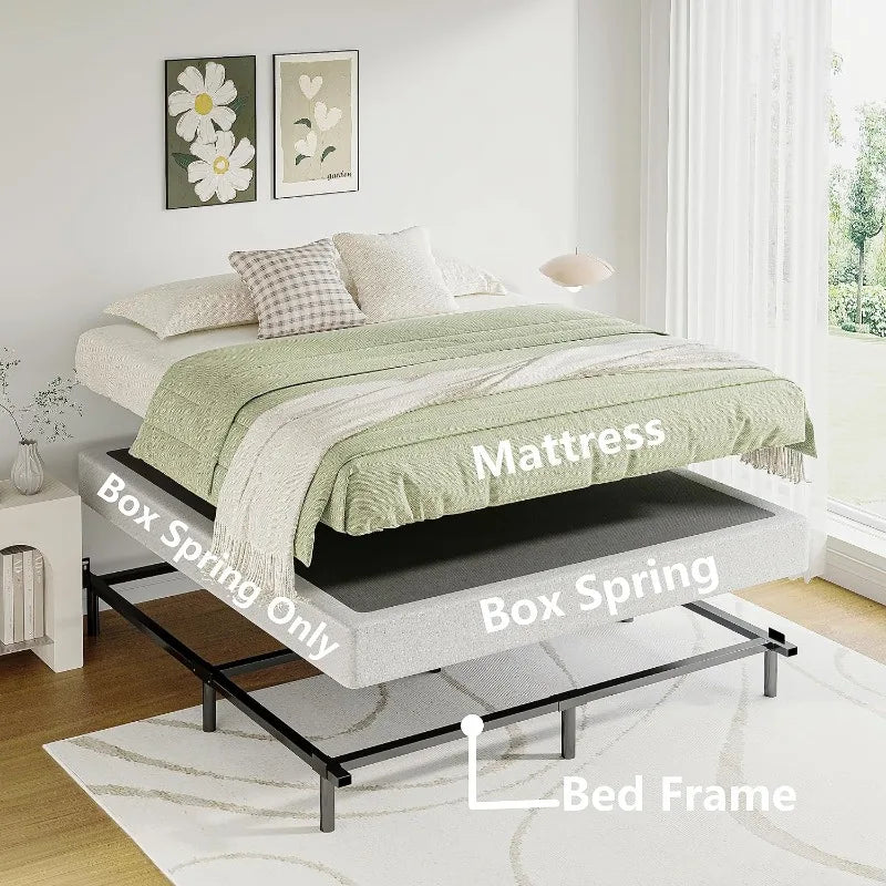5 Inch Metal Queen Box Spring Basics Smart Bed Base Mattress Foundation Heavy Duty Frame Easy Assembly