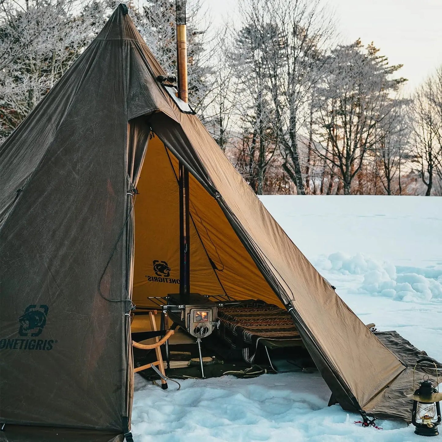 OneTigris Rock Fortress Hot Tent with Stove Jack, 4 Season, 4-6 Person Tipi Tent, Family Tent for Camping Backpacking Huntin