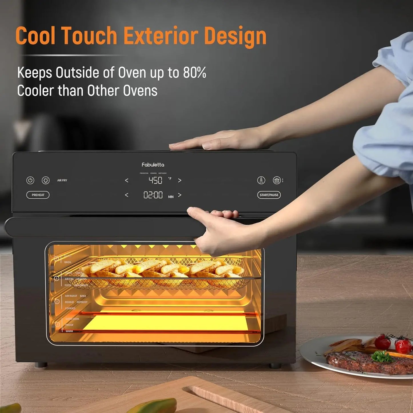 Fabuletta Air Fryer Toaster Oven Combo - 32 QT Large Countertop Convection Toaster Oven,18-in-1 Digital Airfryer with Dehydrate