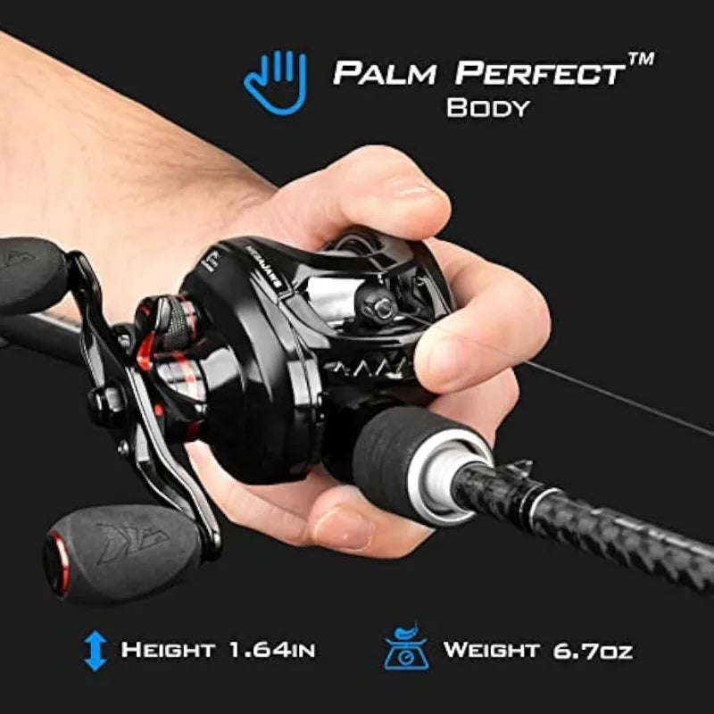 KastKing MegaJaws Baitcasting Fishing Reel, New AutoMag Dual Braking System Baitcaster Fishing Reel, Only 6.7oz