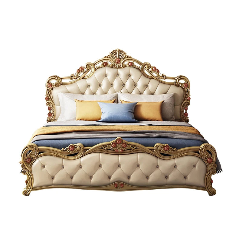 High End Master Bed Queen Wooden Princess Bedframe Luxury Bed Double Set Wooden Muebles Para Dormitorio Nordic Furniture