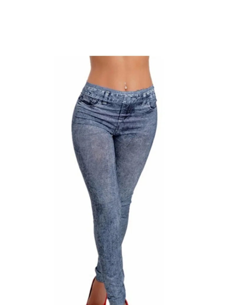 Hot Style Women Fashion Stretch Plus Jeans Lady's Denim Faux Jean Pants Sexy Leggings
