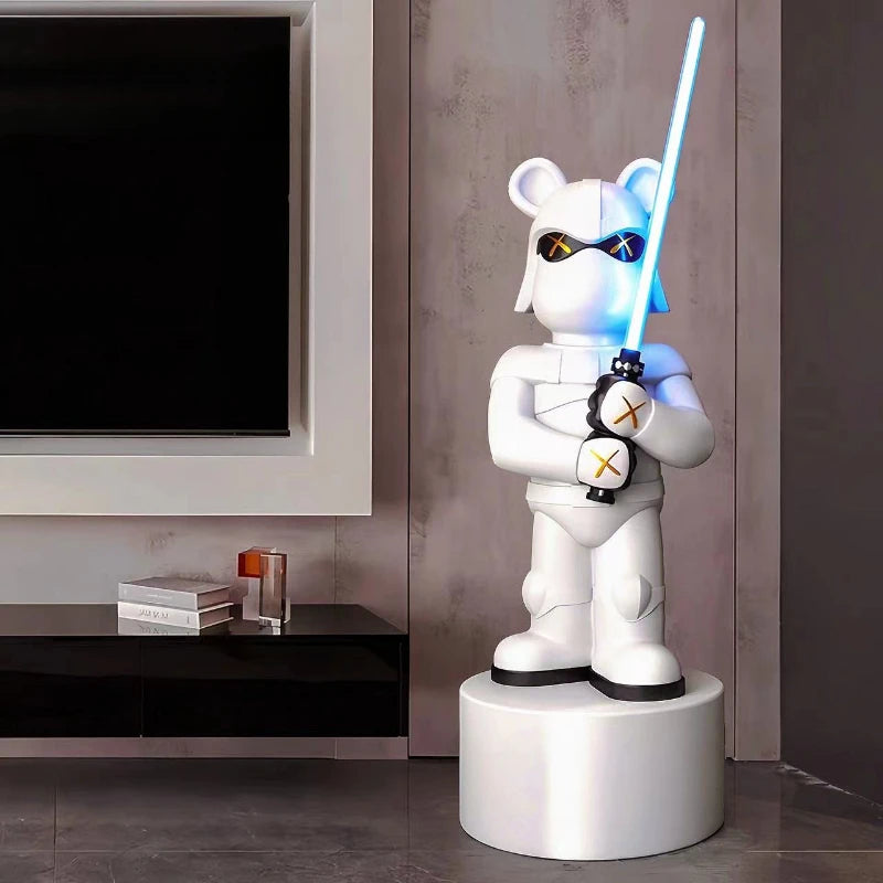114cm High Lightsaber Bear Floor-standing Ornament, Living Room Home Decoration, Large Trendy Handheld Office Ornament