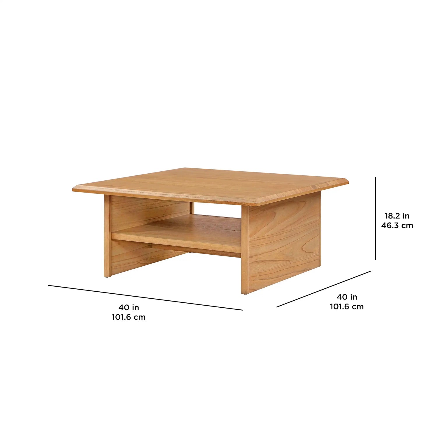 Pembrook Coffee Table with Solid Wood Frame, Natural Oak finish for Living Room, Small Rising Wooden Dining Center Tables