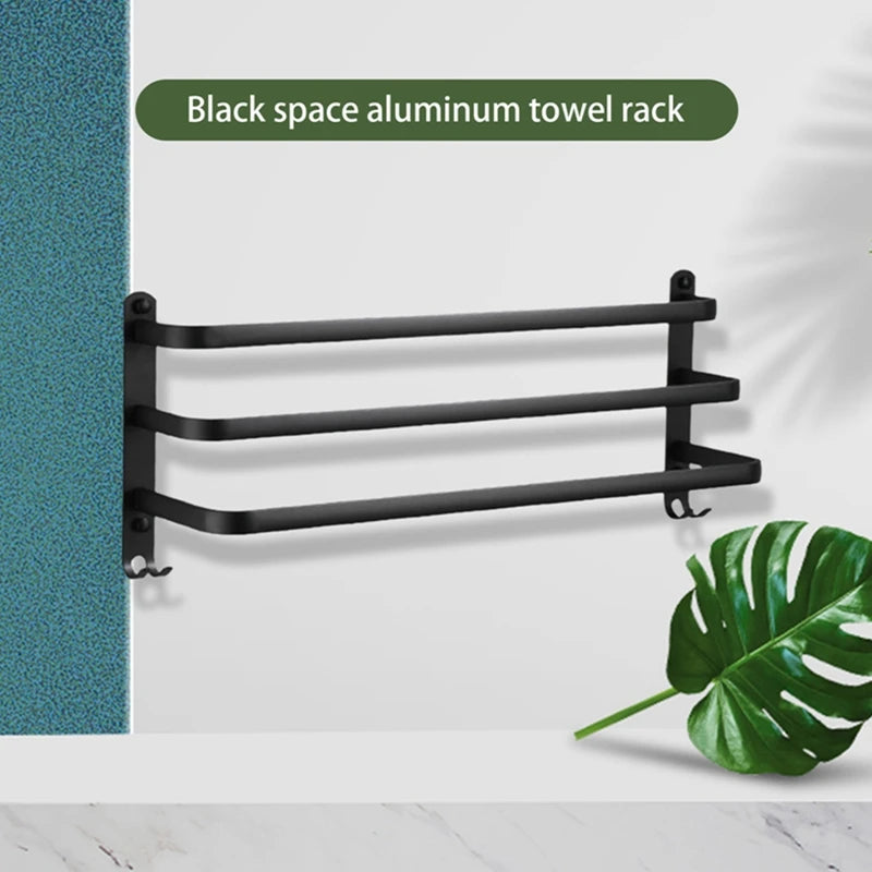 Aluminium Towel Rack 2/3 Ladders Storage Organizer With Hook Wall Mounted Space Saving Towel Hanger for Bathroom Kitchen Hotel