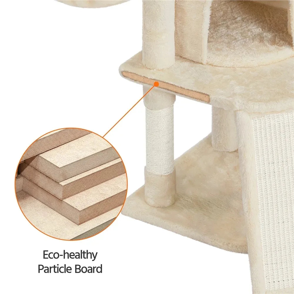 Tower for Cats Beige Free Shipping Pet Supplies Cat Tree Tower With Basket for Small Kittens Indoor Toys Towers Large Trees Home