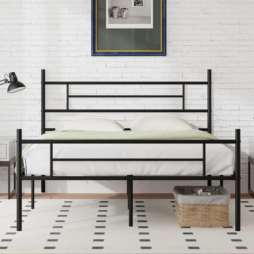 Full Size Bed Frame with Headboard and Footboard,14 Inch Metal Platform ,Under Bed Storage,Strong Metal Slats Support,Bed Frame