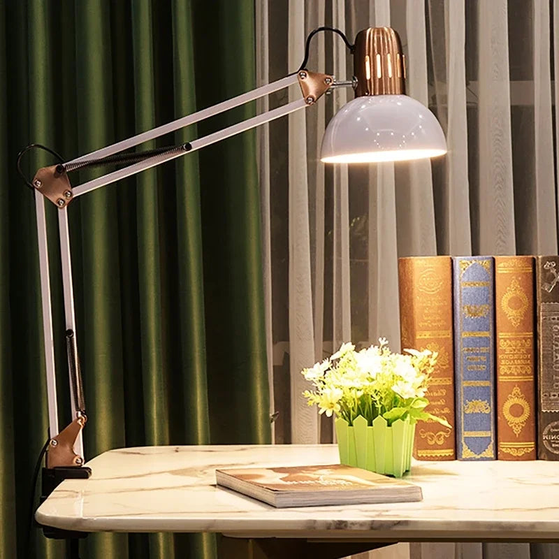 ED Studio Desk Lamp Vintage Portable Lamps With Clamp Book Reading Folding Writing Study Light Fixture For Nail Manicure Table