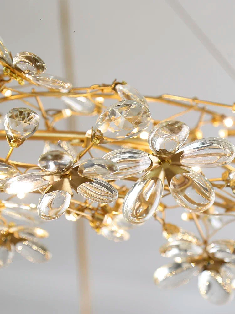 American Led Crystal Ceiling Chandeliers Firefly Pendant Lamps Lustre Branch Hanging Lights For Living Dining Room Villa Hall