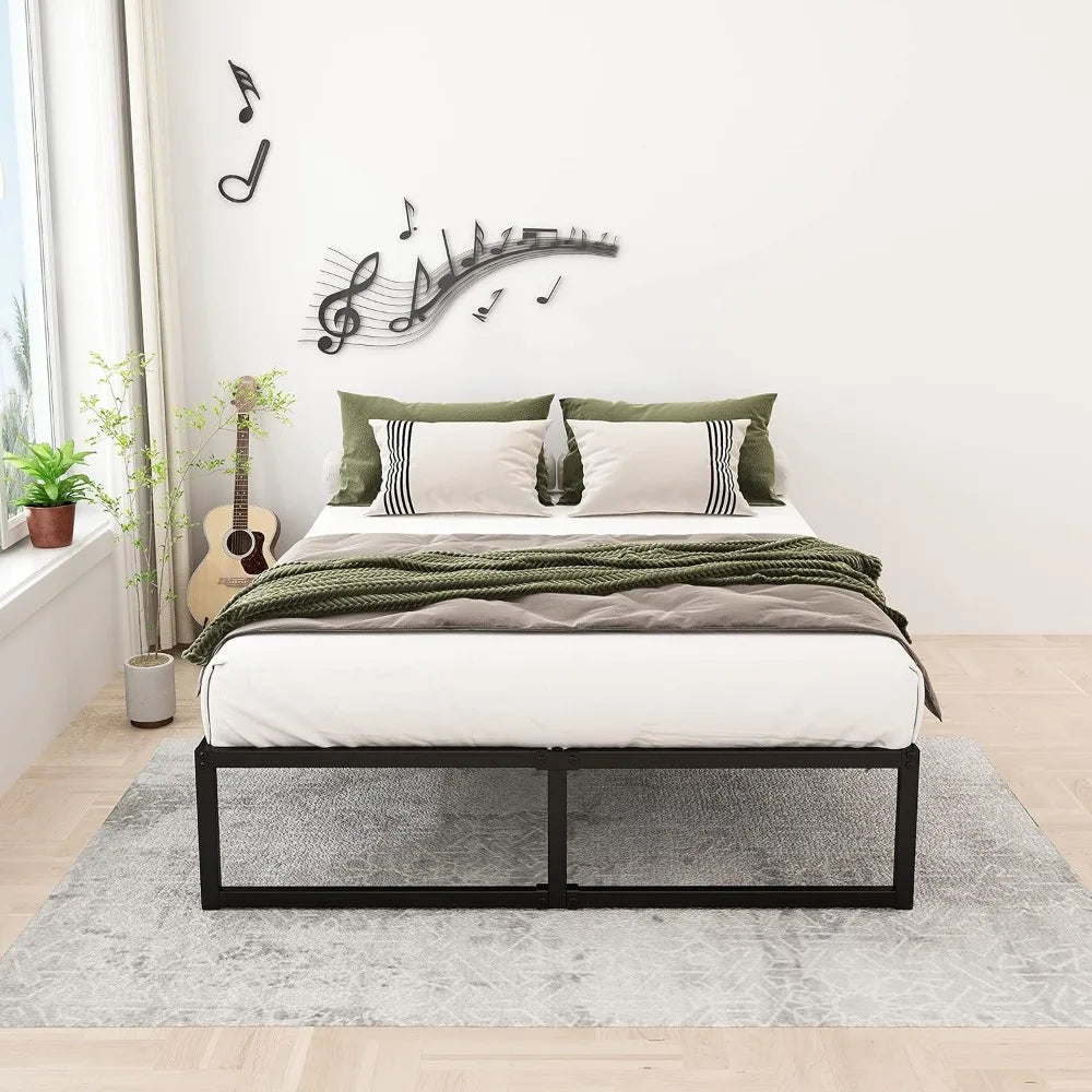 Bed frame, heavy-duty platform bed frame large size without spring box, easy to assemble, 14 inch large bed frame