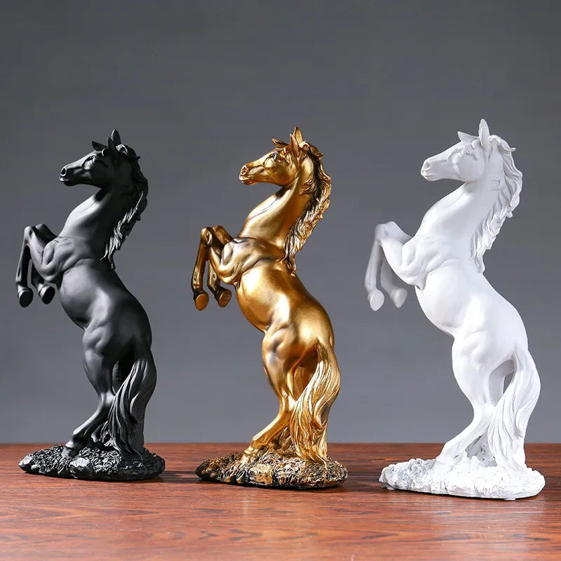 Gold, White, Black Resin Horse Statue, Home Decor, Craft Decorations for Office Bedroom Living Room, Horse Sculpture, Great Gift