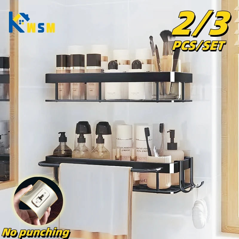 Bathroom Shelves Bathroom Accessories Organizers Wall-mounted Storage Brackets Metal Shelves Without Punching Holes Shelves