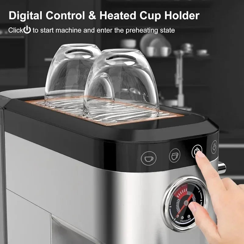 Espresso Machine 20 Bar, Professional Espresso Maker with Milk Frother Steam Wand, Compact Espresso Coffee Machine