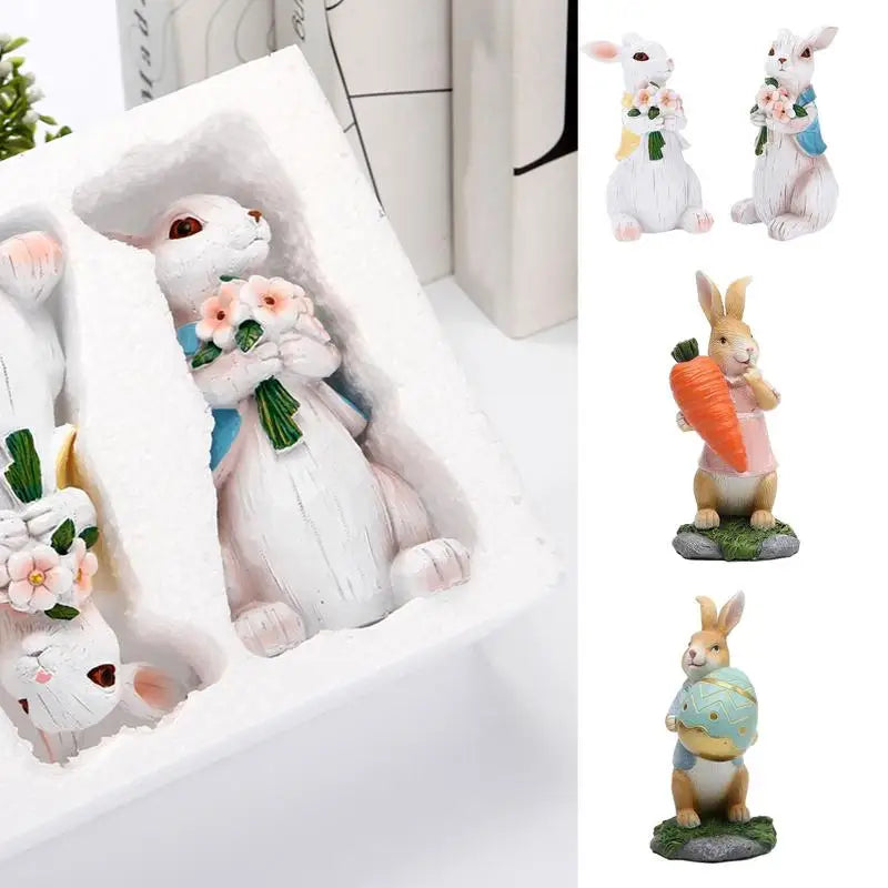 Easter Rabbit Decoration Bunny Figure Craft Ornament Home Holiday Cute Bunny Home Decoration Easter Rabbit Decoration