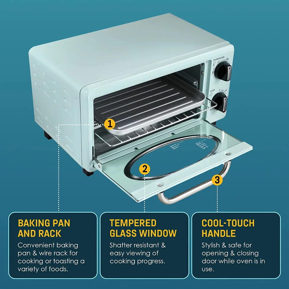 Elite Collection Retro 2-Slice Toaster Oven, Mint horno