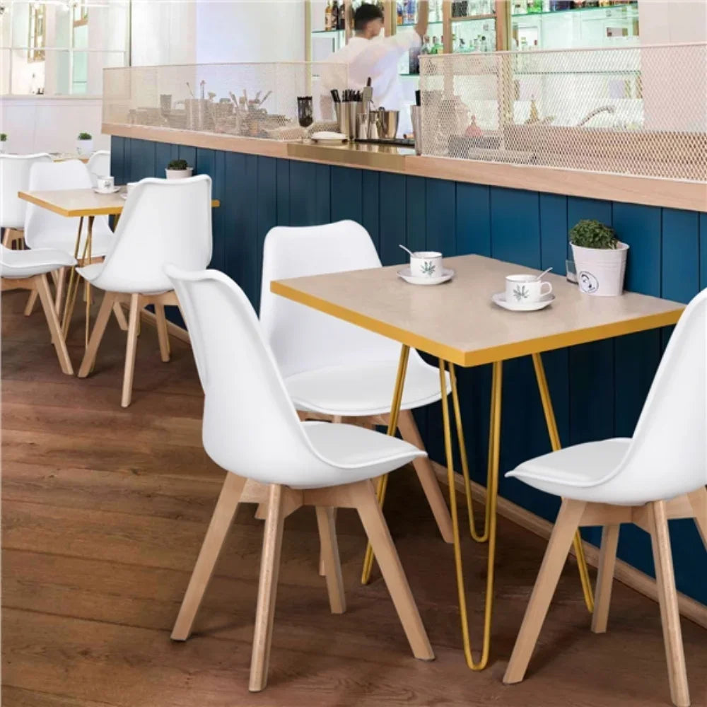 Mid-Century Modern Padded Dining Chairs, Set of 4, White Dining Chair Nordic Chair Accent Chair