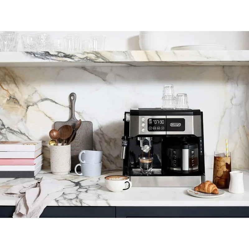 De'Longhi All-in-One Combination Coffee Maker & Espresso Machine + Advanced Adjustable Milk Frother, COM532M black